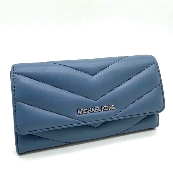 Michael Kors Large Trifold Wallet Blue Lagoon (NWT)